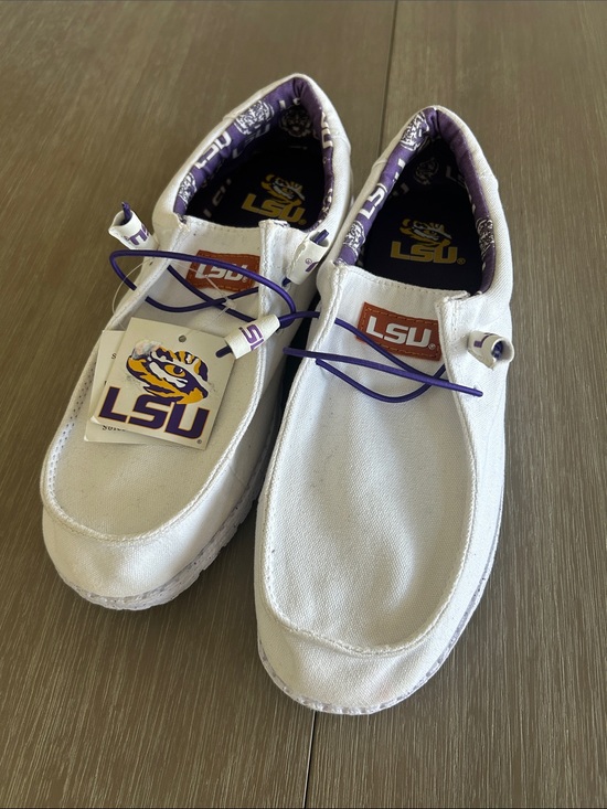 Other - LSU White Canvas Slip-On Shoes‎ with Purple Accents